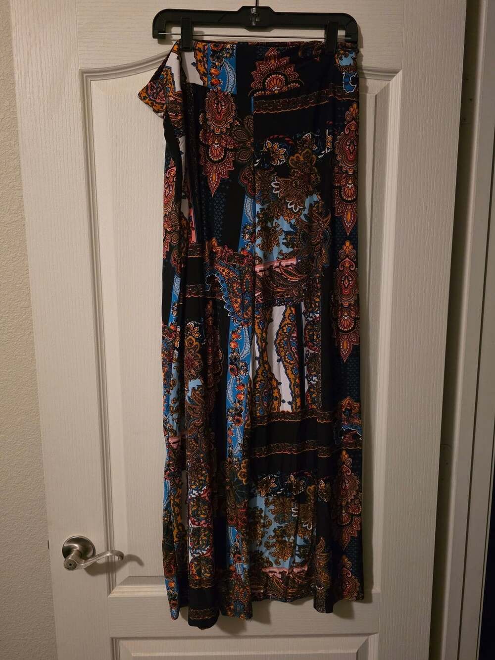 Flirty Pink Paisley Maxi Wide Leg Pants Multi Color Boho Pkus Size 3X